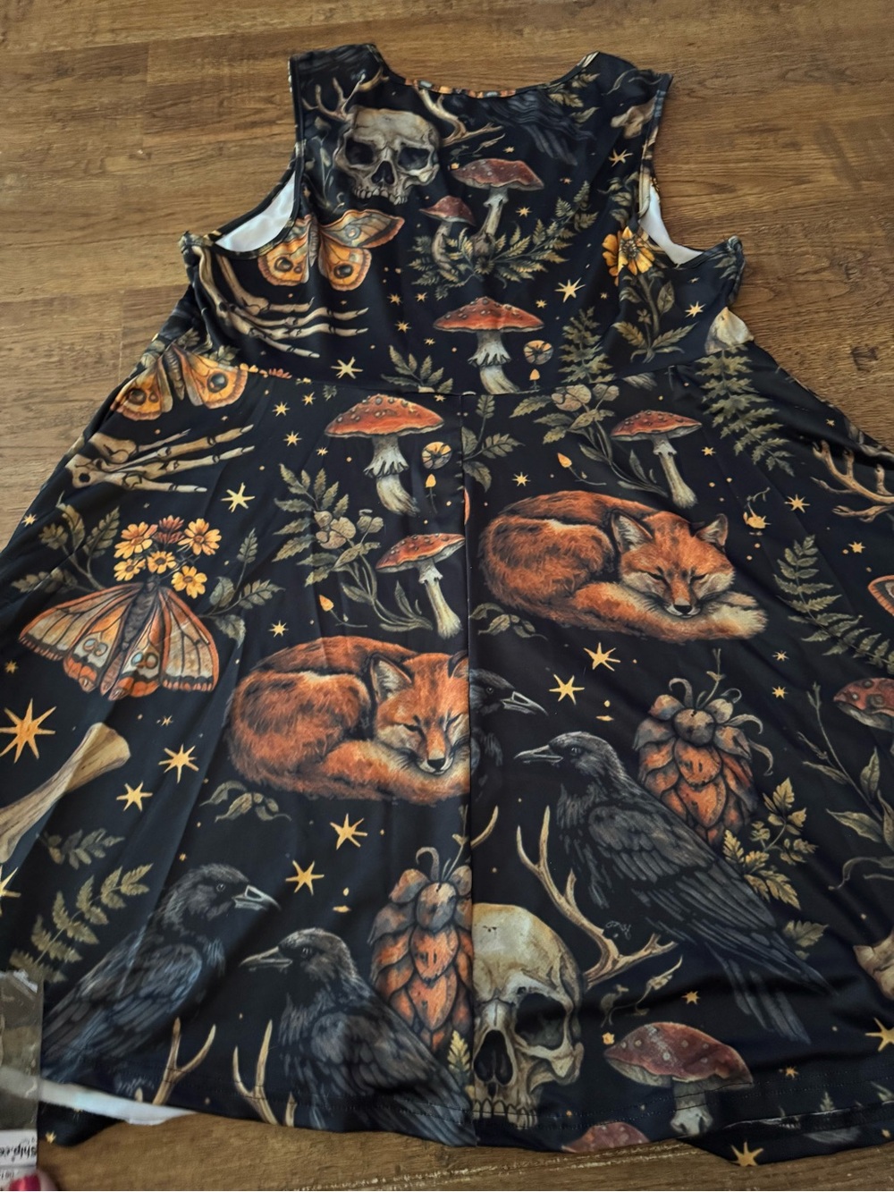 Grunge dress 3X NEW skulls, crow, gothic rockabilly moth & mushrooms scuba skate - Picture 5 of 8